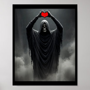 Geister rotes Herz Hände gruseliges Gesicht Hallow Poster