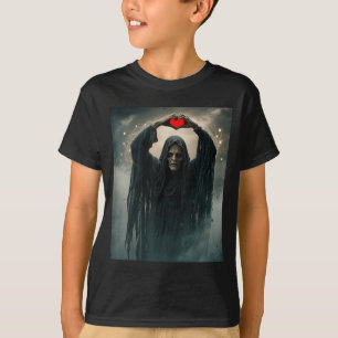 Geister rotes Herz Hände gruseliges Gesicht Hallow T-Shirt