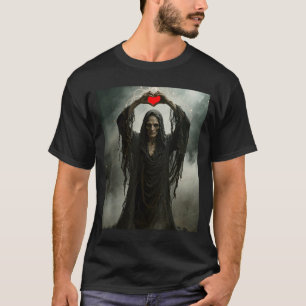 Geister rotes Herz Hände gruseliges Gesicht Hallow T-Shirt