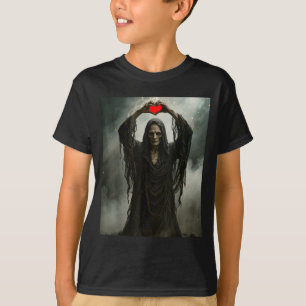 Geister rotes Herz Hände gruseliges Gesicht Hallow T-Shirt