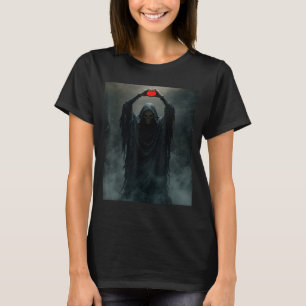 Geister rotes Herz Hände gruseliges Gesicht Hallow T-Shirt