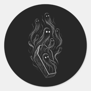 Geister Sarg Gruselig Horror Grunge Alt Alternativ Runder Aufkleber