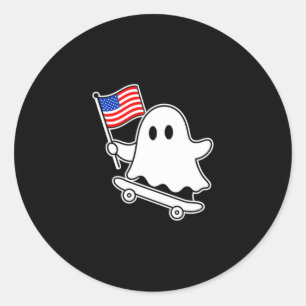 Geister Skateboard USA Flagge süß 4. Juli lustig Runder Aufkleber