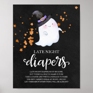 Geister-Spät-Nacht-Windeln-Baby-Party-Spiel-Schild Poster