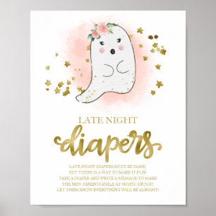 Geister-Spät-Nacht-Windeln Baby Shower Spiel Schil Poster