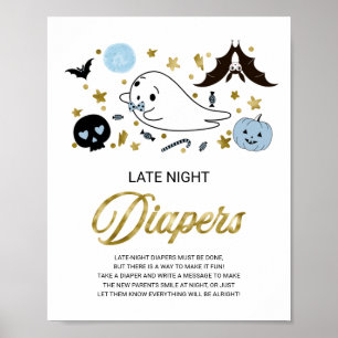 Geister-Spät-Nacht-Windeln Baby Shower Spiel Schil Poster
