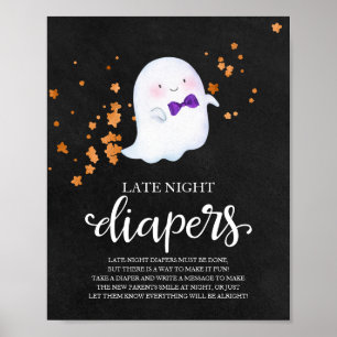 Geister-Spät-Nacht-Windeln Baby Shower Spiel Schil Poster
