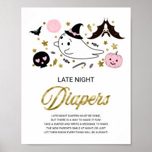 Geister-Spät-Nacht-Windeln Baby Shower Spiel Schil Poster