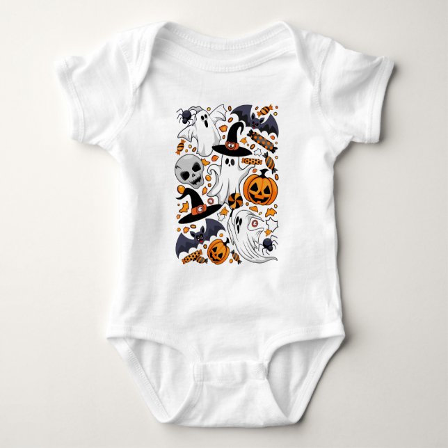 Geister Spooky und gruselige Niedliche Monster Baby Strampler (Vorderseite)