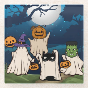 Geister-Süßigkeiten- oder Störenfriede-Glasunterse Glasuntersetzer