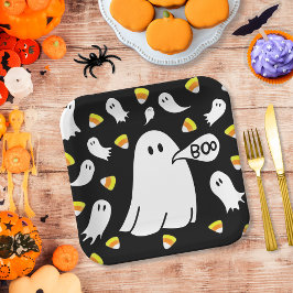 Geister und Candy Corn Pappteller