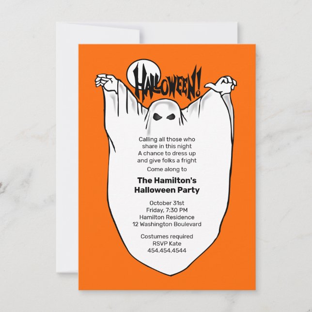 Geister und Ghouls Halloween-KostümParty Einladung (Vorderseite)