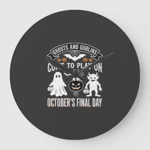 Geister und Goblins Halloween Oktober letzter Tag_ Große Wanduhr