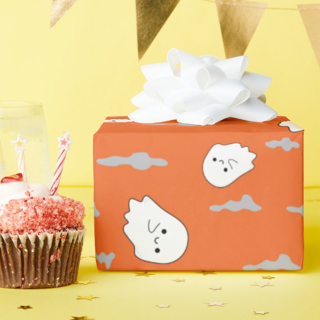 Geister und graue Wolken Halloween-Geschenkpackung Geschenkpapier (Geburtstagsparty)