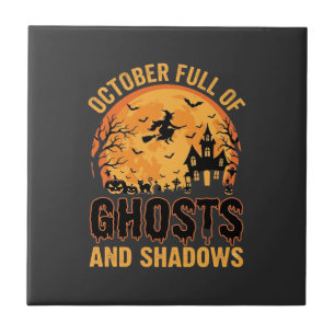 Geister und Schatten Halloween Mond Design Fliese