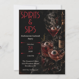 Geister- und Schluck-Halloween-Cocktailparty-Einla Einladung