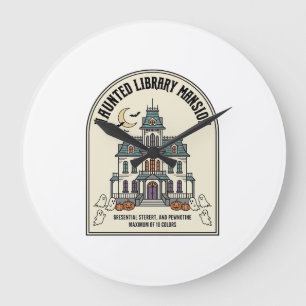Geisterbibliothek Salem Geist Vintage Halloween_1 Große Wanduhr