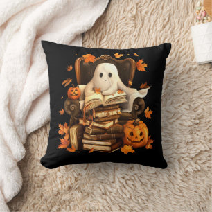 Geisterbuch Lesender Kürbis Halloween Lehrer Kissen