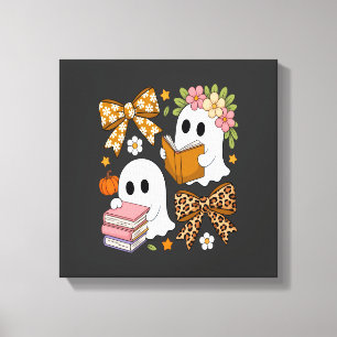 Geisterbücher Halloween Floral Herbst Halloween Leinwanddruck