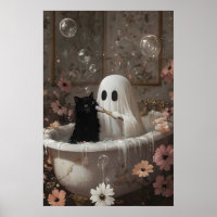 Geisterbürsten Schwarze Katz-Zähne Badewanne Druck