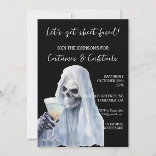 Geistergesicht Kostüme & Cocktails Halloween Einladung