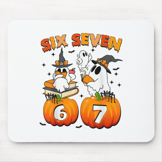 Geisterhafte 67 Meme Six Seven 6-7 Lustiger Intern Mousepad (Vorne)