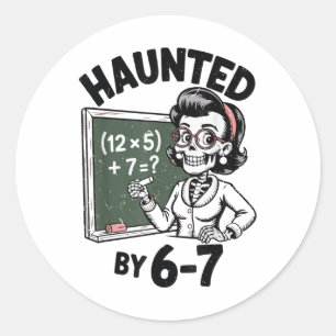 Geisterhafte 67 Skelett-Mathe-Lehrer Halloween-Kos Runder Aufkleber