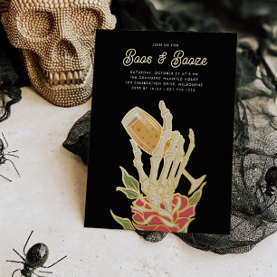Geisterhafte Champagner-"Boos & Booze"-Halloween-P Folieneinladung