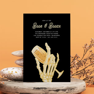 Geisterhafte Champagner-"Boos & Booze"-Halloween-P Folieneinladung