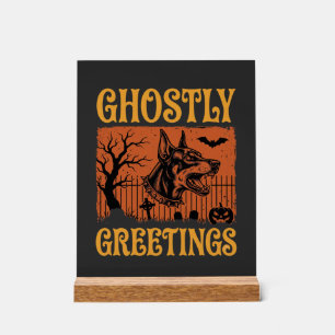 Geisterhafte Grüße Halloween Dobermann Friedhof De Acrylschild