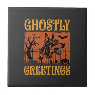 Geisterhafte Grüße Halloween Dobermann Friedhof De Fliese