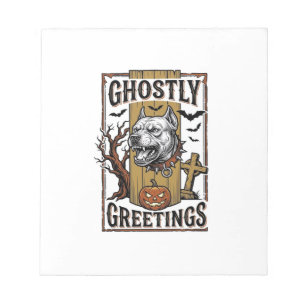 Geisterhafte Grüße Shirt Vintage Gravur Halloween Notizblock