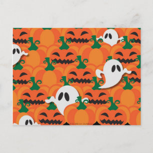 Geisterhafte Halloween-Kürbisfelder-Geister Postkarte