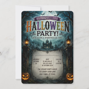 🌙🎃 Geisterhafte Halloween-Party bei Mondlicht 🦇 Einladung