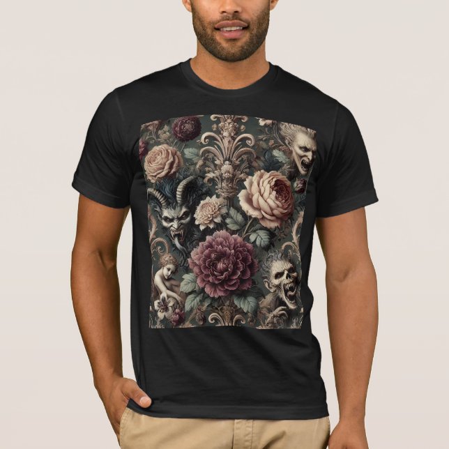 Geisterhafte Harmonien – gothische tragbare Kunst T-Shirt (Vorderseite)