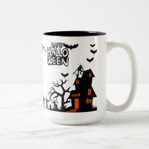 Geisterhafte Laternenparade schwarz & weiß Zweifarbige Tasse