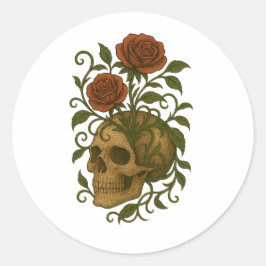 Geisterhafte Schönheit Totenkopf und Rosen Hallow Runder Aufkleber