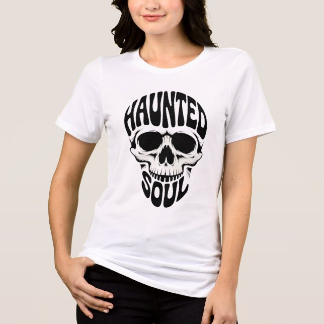 Geisterhafte Seelen-Schädel-Typografie Tri-Blend Shirt (Vorderseite)