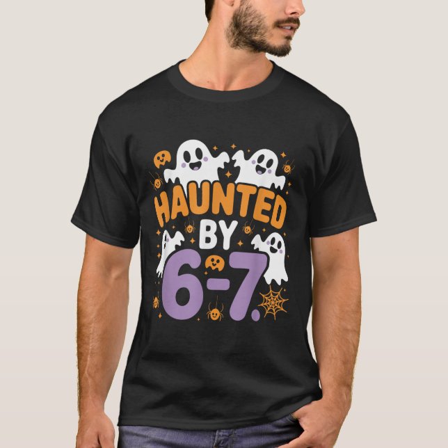Geisterhafte Six Seven 6 7 Meme 67 Skeletthand Hal T-Shirt (Vorderseite)