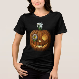 Geisterhafter Geist & triefender Augenball-Kürbis Tri-Blend Shirt