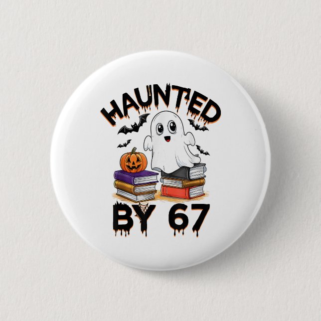 Geisterhaftes 67 Meme Six Seven 6-7 Lustiger Inter Button (Vorderseite)