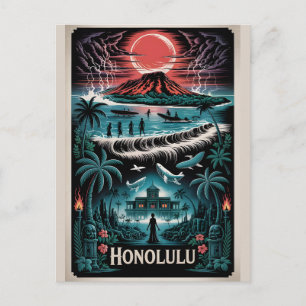 Geisterhaftes Honolulu Hawaii Vintage Horror Reise Postkarte