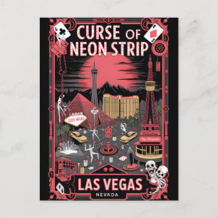 Geisterhaftes Las Vegas Vintage-Horror-Reiseplakat Postkarte