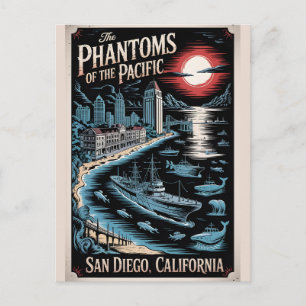 Geisterhaftes San Diego Vintage-Horror-Reiseplakat Postkarte