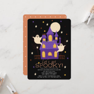 Geisterhaus-Geister Schwarze Halloween-Party Einladung