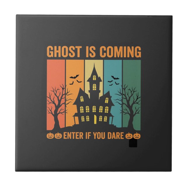 Geisterhaus Halloween Vektordesign Fliese (Vorderseite)