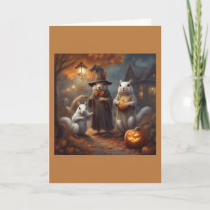 Geisterhörnchen und Hexenfreund Halloween Karte