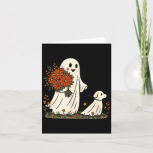 Geisterhund geht spooky lustiger Halloween-Hundefr Karte