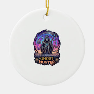 Geisterjäger Sensenmann Skelett Sense Lila Flamme Keramik Ornament