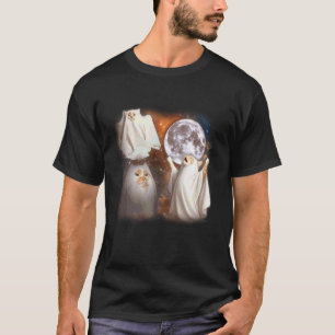 Geisterkatze heult den Mond an seltsam Halloween l T-Shirt